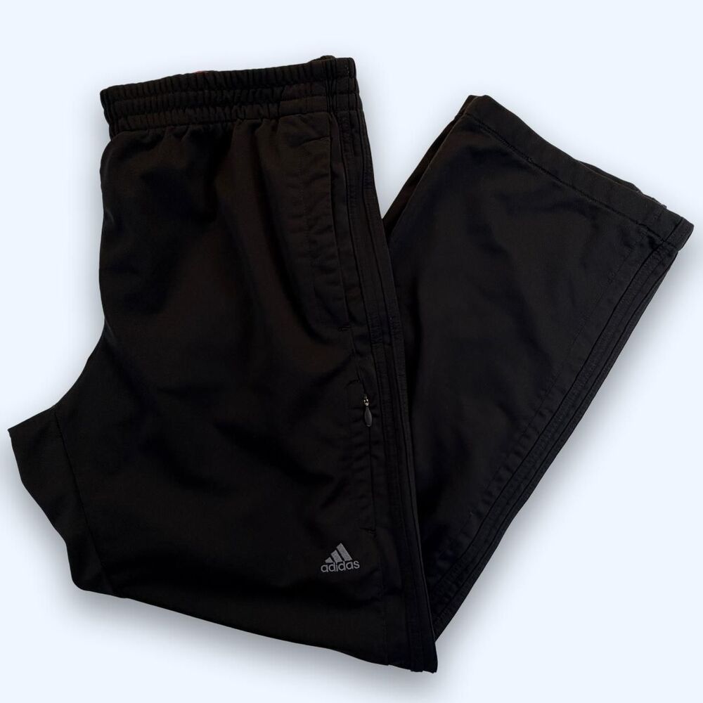 Adidas black wide leg track pants